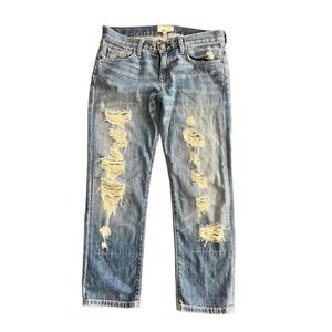 Current/Elliott Womens The Boyfriend Jeans Light Wash Distressed Ripped Casual
